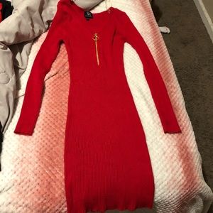 Red long sleeve dress